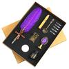 1 Set Quill Pen Set Nice-looking Meaningful Stainless Steel Smooth Writing Feather Pen Ink Kit Stationery Supplies