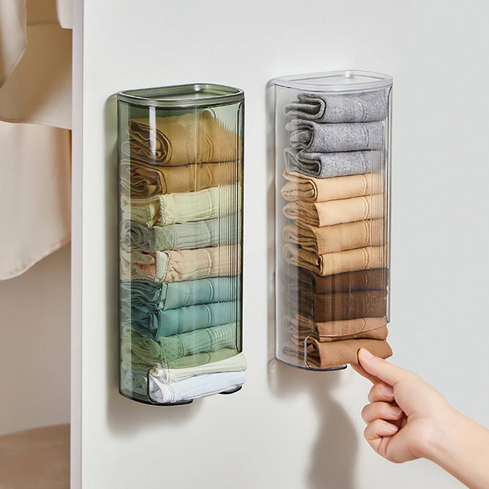 Wall Mount Storage Box Clear Visible Hollow Bottom Dustproof Socks Briefs Panties Underwear Organizer Holder Container