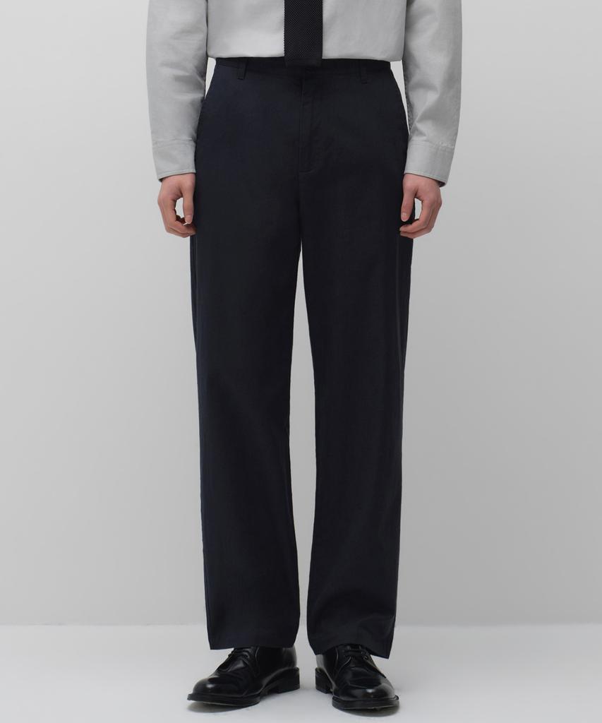 MUSINSA STANDARD [City Workers] Linen Blend Tapered Pants [Navy]