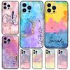 Personalised Name Wotercolour Rainbow Case For iPhone 15 16 14 13 12 11 Pro Max Plus X XR XS 12 13 Mini Cover Accessories