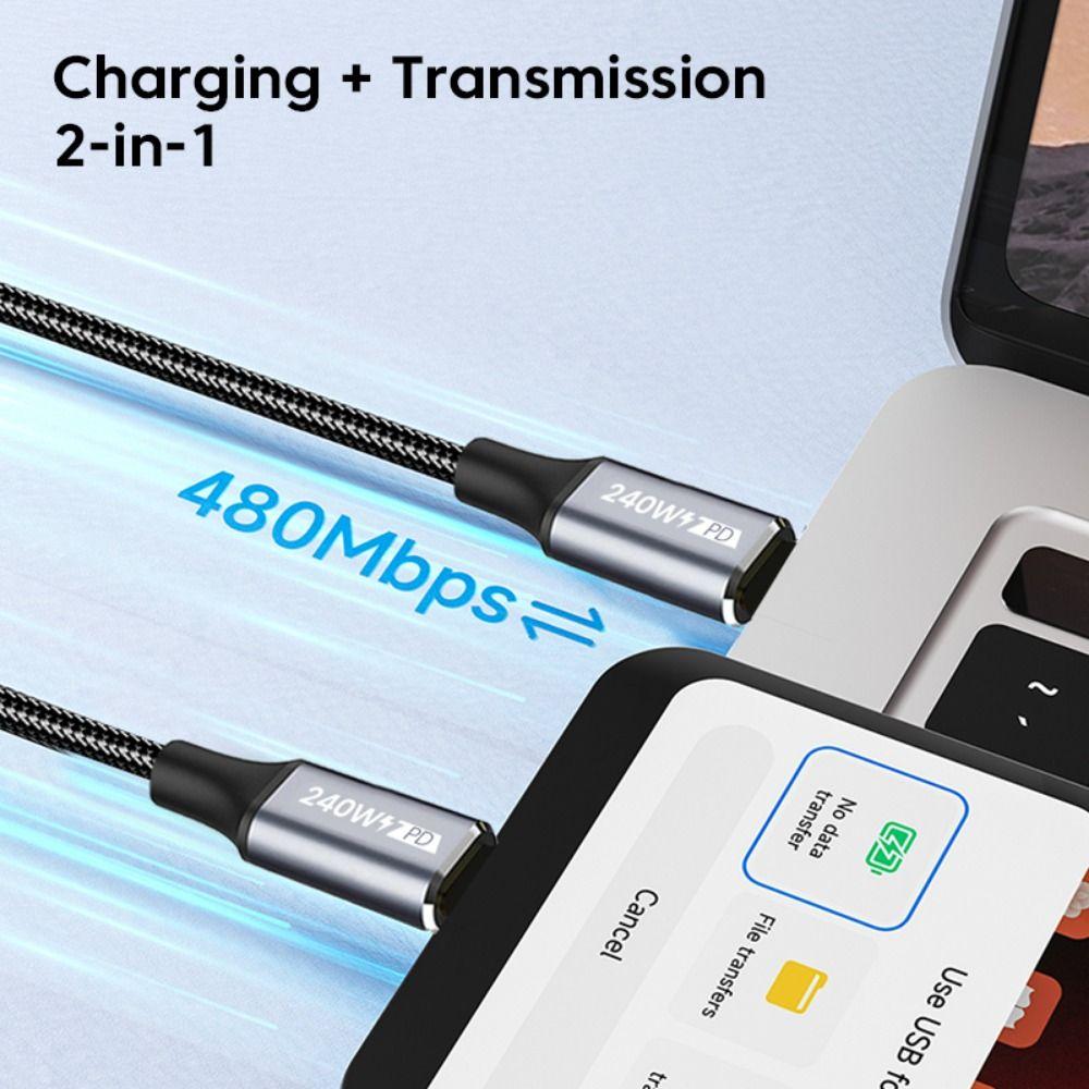 90 Degree Mobile Phone Laptop PD 240W 48V 5A USB C Fast Charging Cable Type-C Data Cord