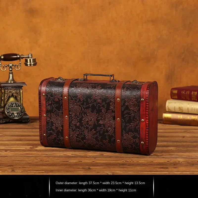 Деревянный антикварный ящик для хранения, средневековый винтажный чемодан, сундук с сокровищами, ожерелья, ювелирные изделия, подарочная коробка с замком, большая фотокоробка