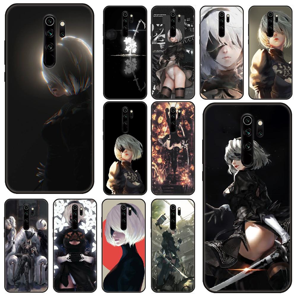 Phone Case For Xiaomi Redmi Note 8 8T 10 9 9S 7 6 Pro Xiaomi 9 9A 8 8A 7 6 Black Cover Funda Tpu Back Fashion NieR Automata 2B