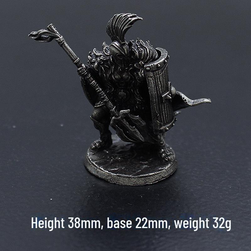 White Copper Spartan Shogun Warrior Chess Piece Ornament – Retro Soldier Toy Gift for Boys