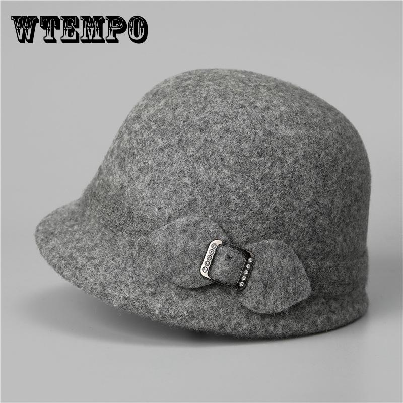 Women's Lightweight Wool Fisherman Hat - Warm & Cozy Short Brim Beanie with Decorative Bow, Soft Non-Stretch Design for Fall/Winter