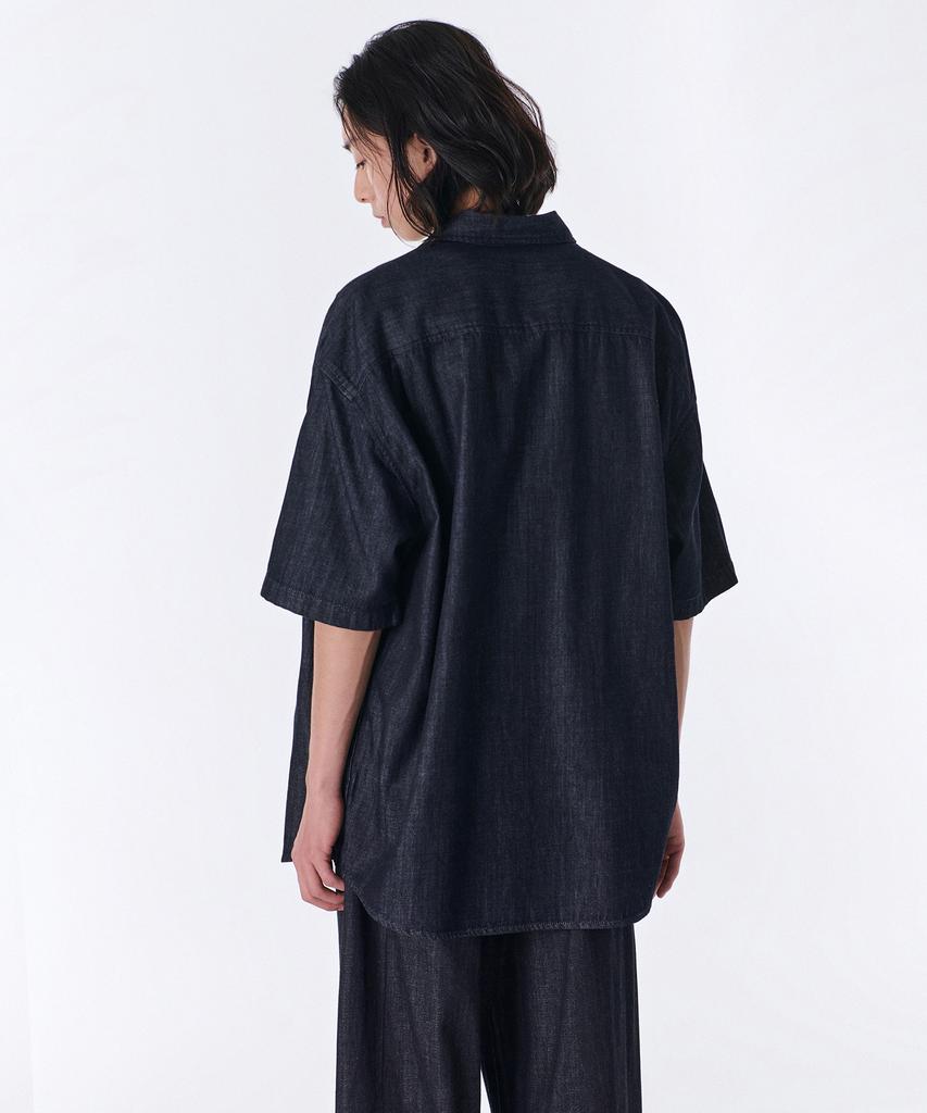 MUSINSA STANDARD Oversized Short Sleeve Denim Shirt [Deep Indigo]