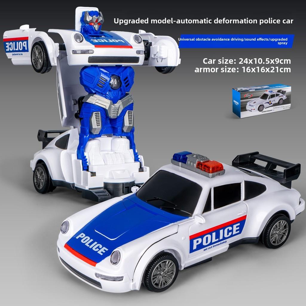 Electric Large Police Car Model With Sound Light And Auto Transformation For Kids Play