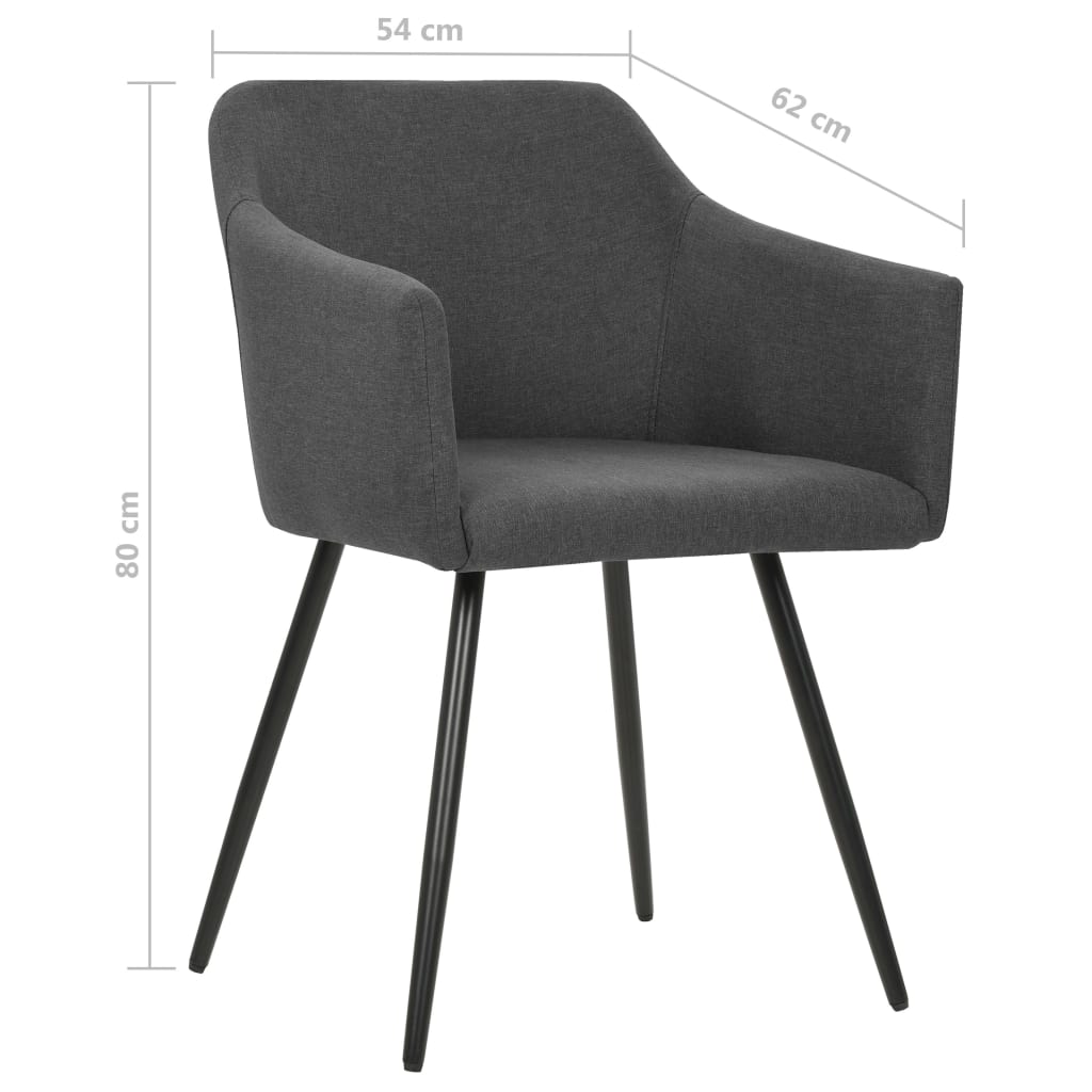Dining Chairs 2 pcs Dark Grey Fabric
