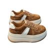 Leather women's muffin thick sole heightening small women's shoes retro versatile board shoes casual sports shoes
