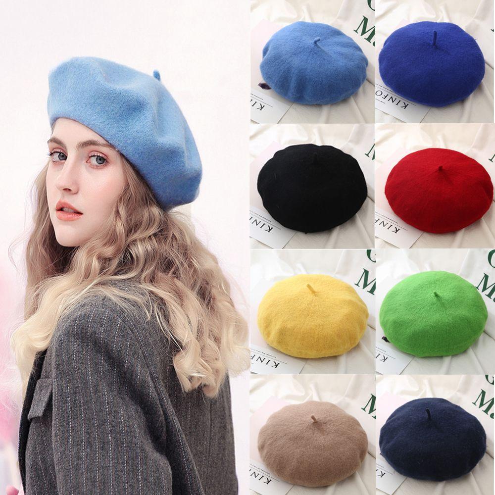 French Baggy Winter Warm Felt Berets Flat Cap Hat Wool Beret Cap Autumn Beret Hat