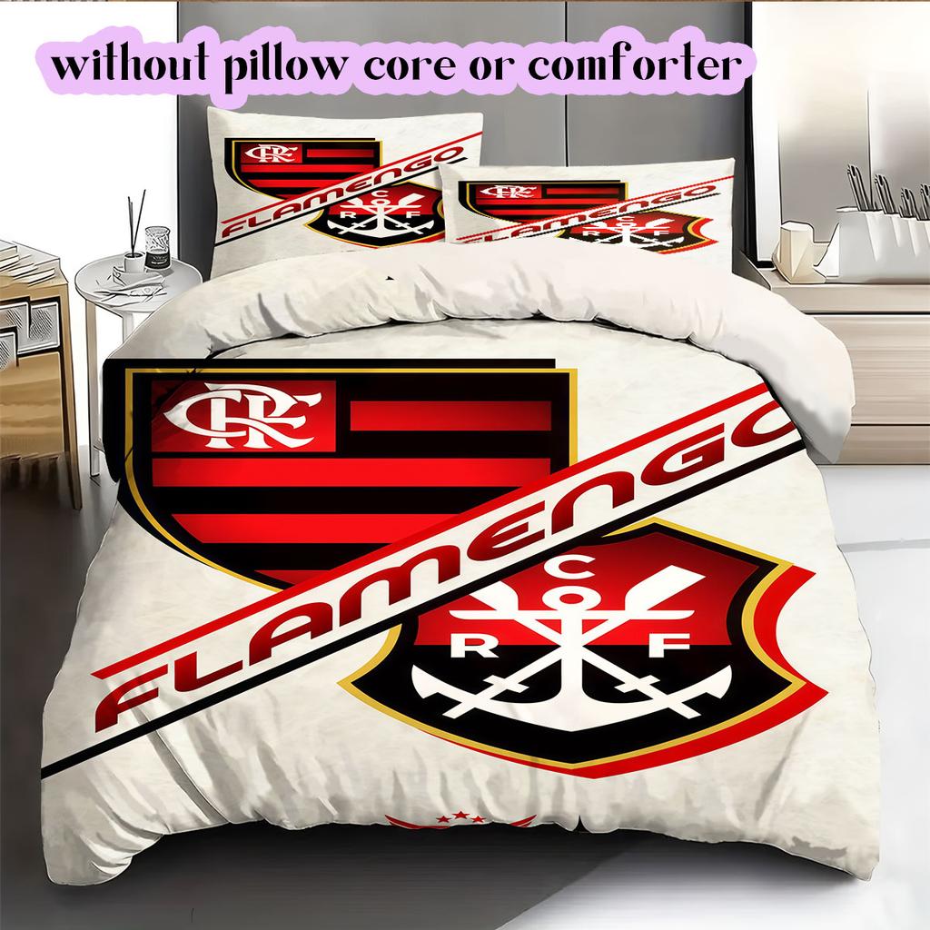Flamengo football soccer Pattern Bedding,Quilt Set Quilt Cover Pillowcase Home Birthday Gift (1*duvet cover+2*pillowcase,without core)
