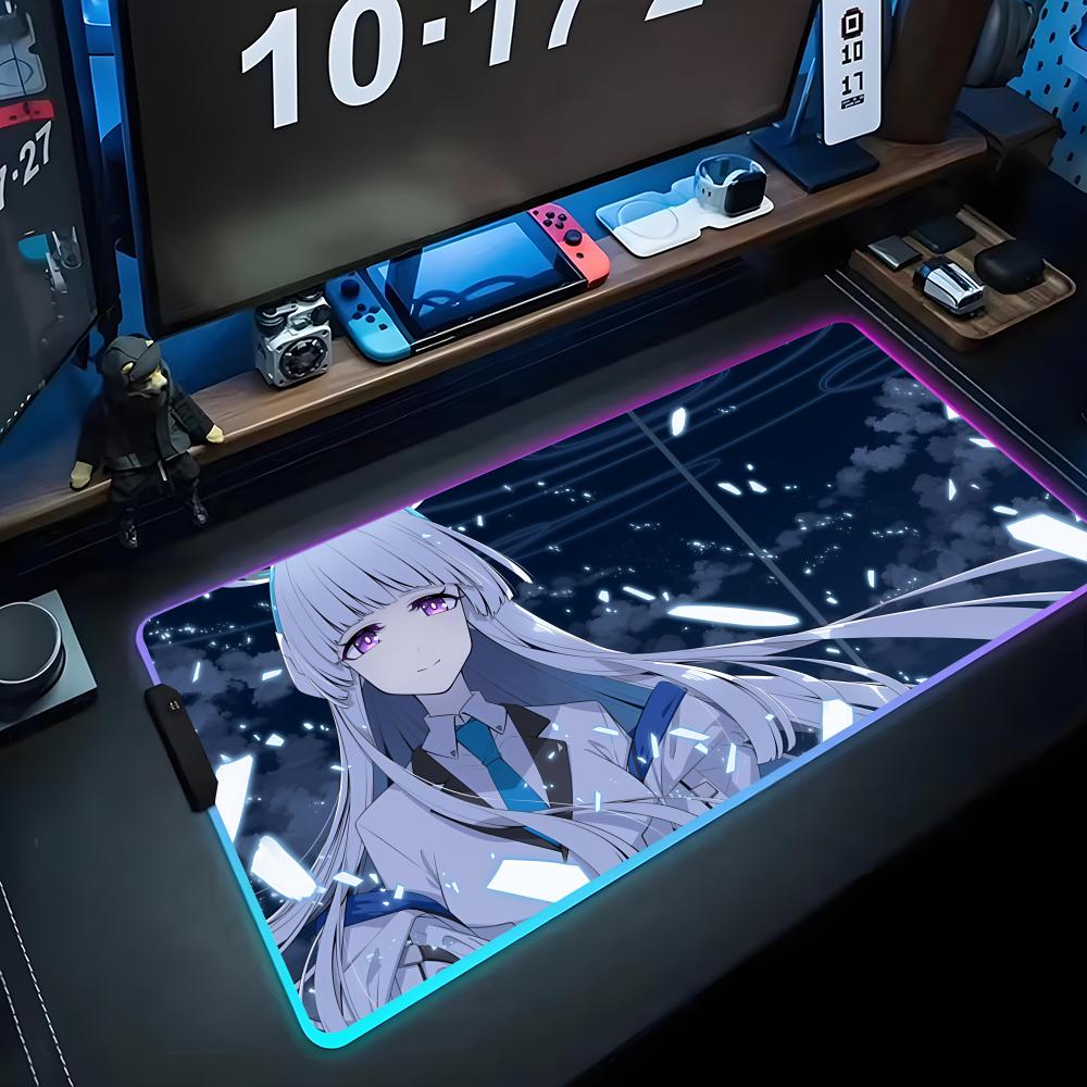noa blue archive Mouse Pad RGB Gaming Mousepad Big LED Pad PC Desk Mat Luminous Mouse Pad Large Keyboard Mats Table Rug With