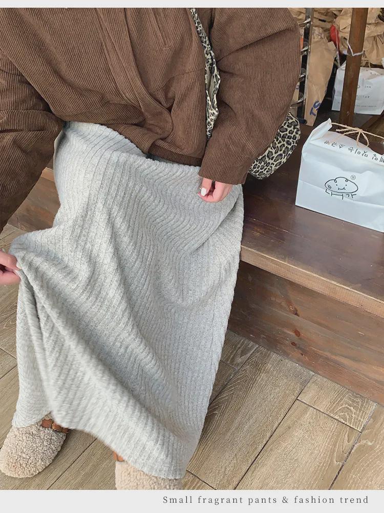 Женская длинная юбка в Корейском стиле с большой складкой и высокой талией - Осень/Зима, облегающий и свободный крой