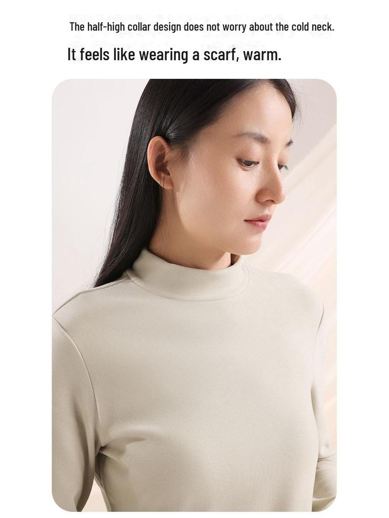 Женская теплая рубашка из немецкого бархата с полуворотом - плюшевая, утолщенная, с длинным рукавом и гиалуроновой кислотой для ухода за кожей