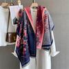 65*190cm Winter Warm Women Scarf Double-Sided Flower Faux Cashmere Scarves Luxury Wrap Shawls High-Quality Pashmina