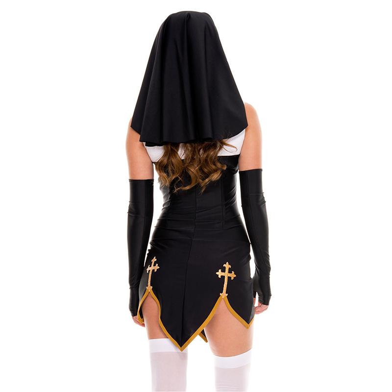 Sexy Lady Nun Superior Costume Carnival Halloween Church Religious Convent Cosplay Fancy Party Dress