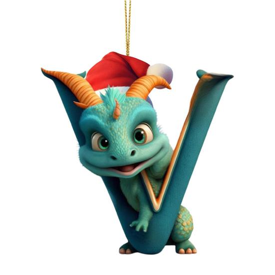 Рождественская елка Подвеска Мультфильм Динозавр Письмо Украшение для дома Окно автомобиля 2D Плоский