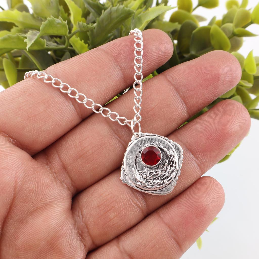 Red Garnet Jewelry, 925 Solid Sterling Silver Pendant, Handmade Gemstone Jewelry Pendant For Memorial Day