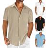 Men Lapel Short Sleeve Shirt Tops Solid Color Buttons Placket Loose Fit Casual Thin Cardigan Tops Male Clothing