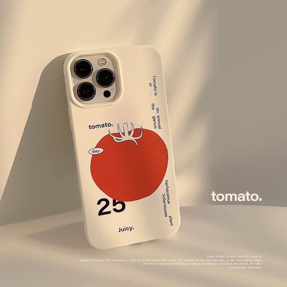 Ins Niche Art for IPhone16 Phone Case 17 High-end Feel 12 Glossy X/8 for 15promax Tomato 11