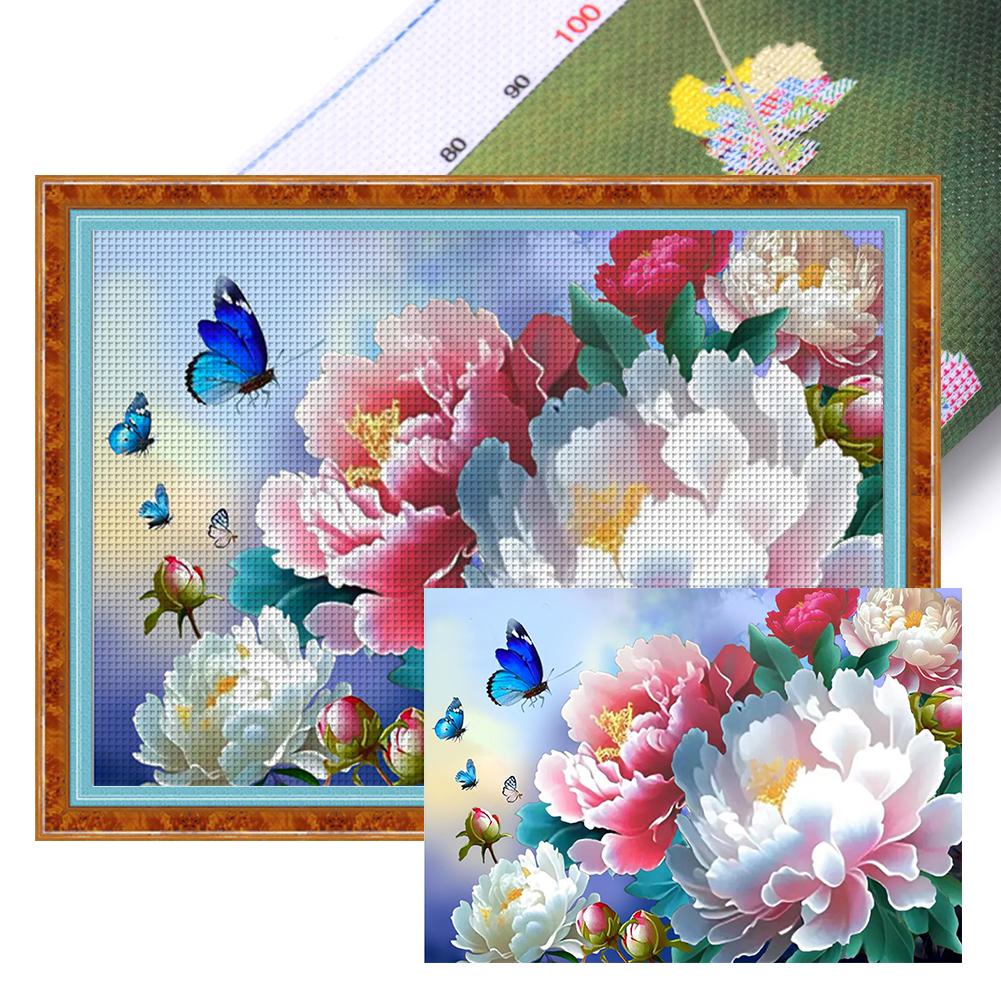 Полный комплект для вышивки крестиком из эко-хлопка 9CT Printed Flower Art