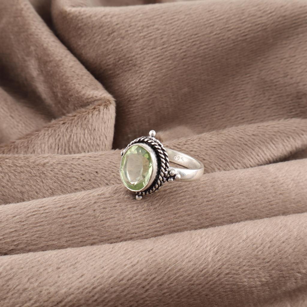 Green Amethyst Jewelry, 925 Sterling Silver Ring, Handmade Women Jewelry Gift For Her, Dainty Gemstone Ring For Her