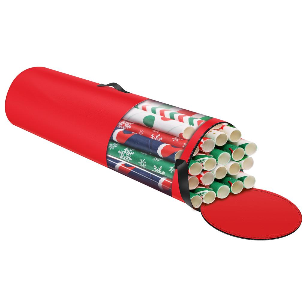 40-дюймовый мешок для хранения упаковочной бумаги, водонепроницаемая ткань Оксфорд, органайзер для рождественской подарочной упаковки с ручками, вмещает до 24 рулонов