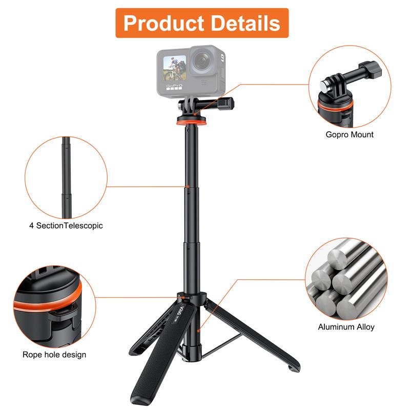 Selfie Stick Tripod Extendable Tripod Stand Handle for GoPro 13 12 11 10 9 8 Insta360 X4 DJI OSMO Action 5 Pro 3 4 Accessories