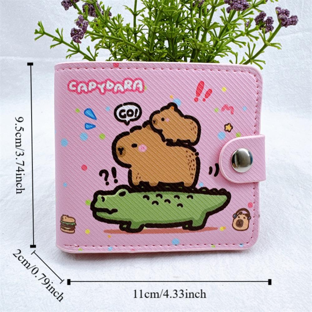 New Capybara Coin Purse With Buttons Mini Card Holder PU Leather Short Wallet Women Girls