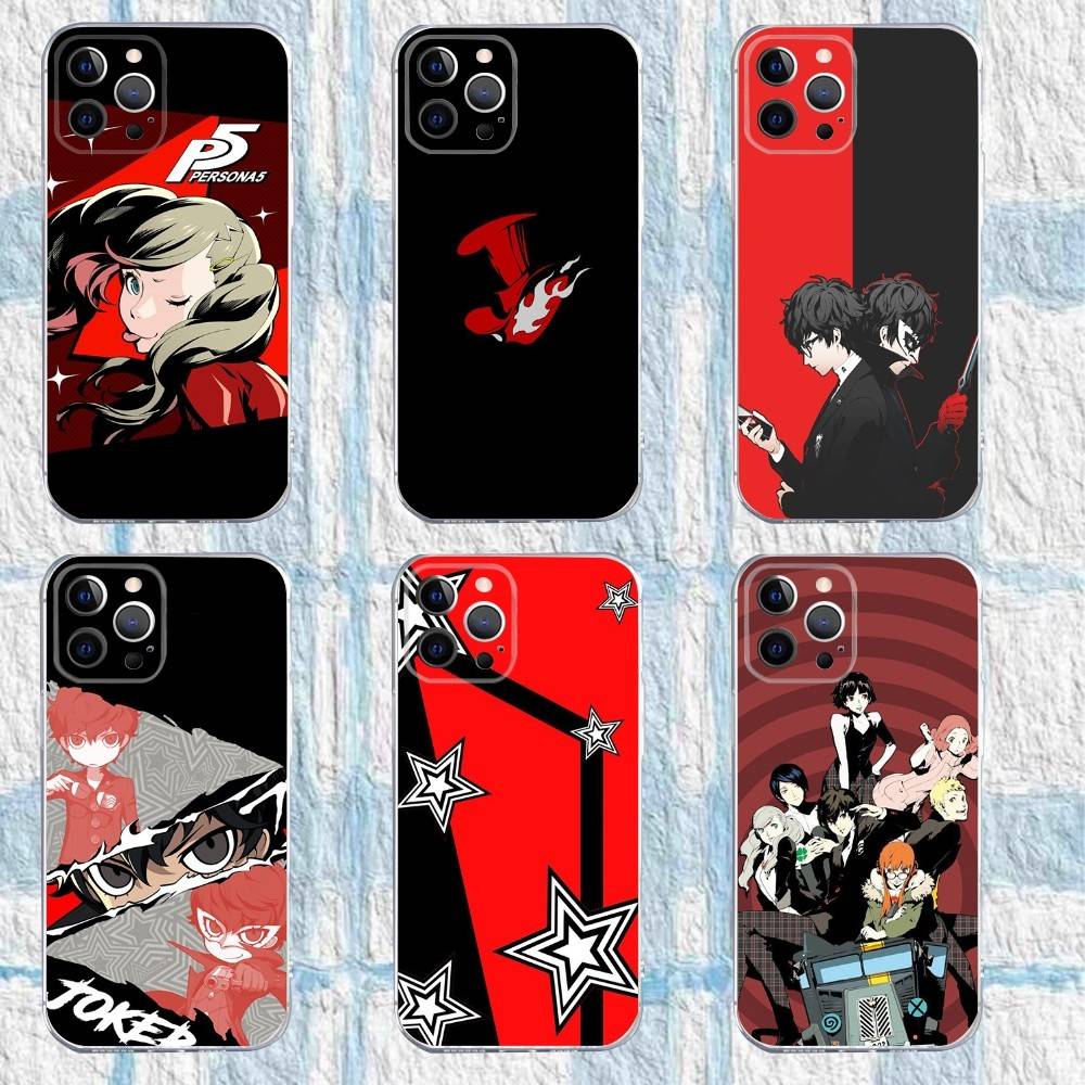 Чехол для телефона P-Persona 5 для iPhone 16,15,14,13,12,11 Pro,Max,Plus,X,XS,XR,SE,Mini Прозрачный Силиконовый Мягкий