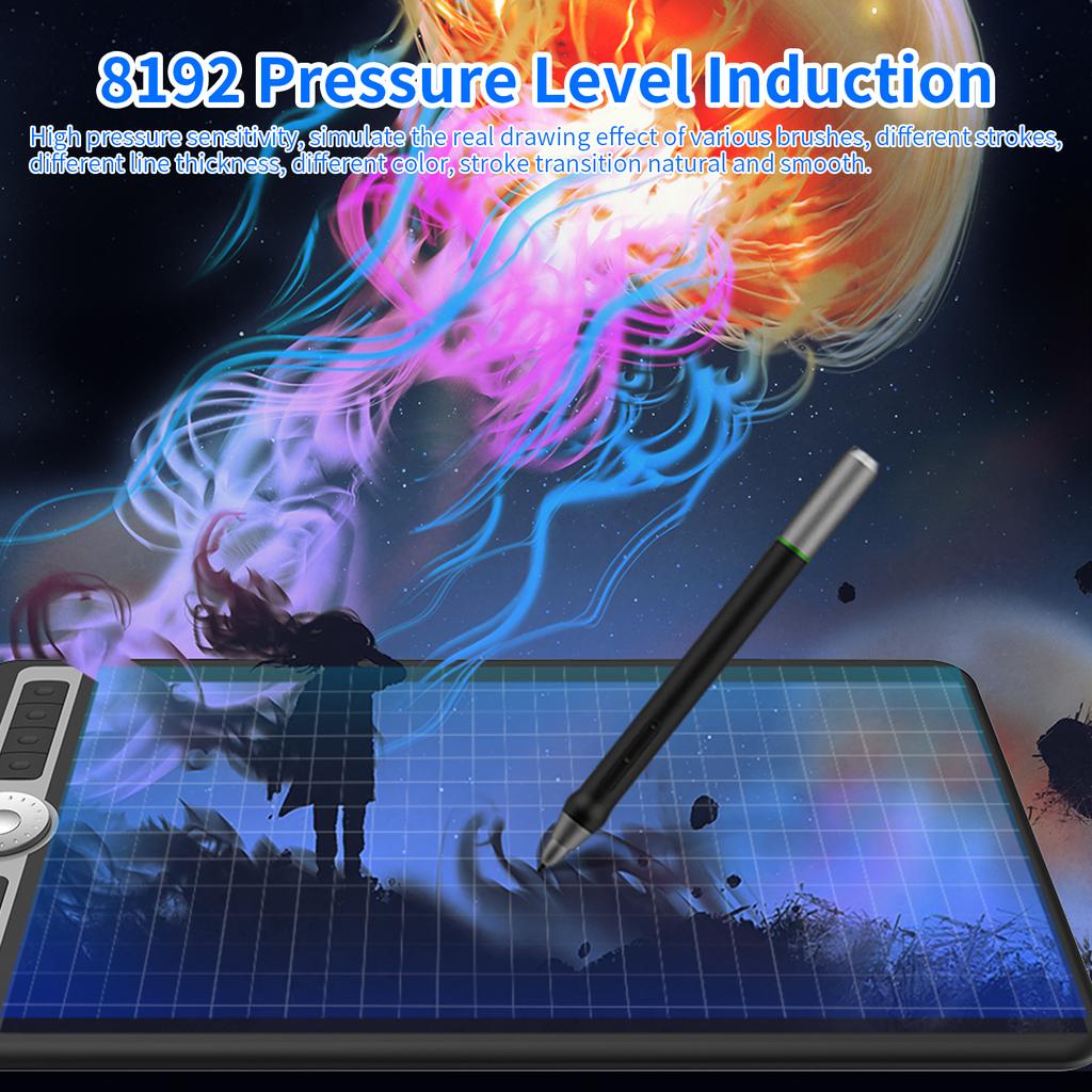 BOSTO T1060 10 x 6 дюймов Цифровой графический планшет для рисования с беспроводным стилусом 10 наконечников для пера 8192 уровня давления 8