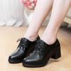 Весна Осень женская повседневная обувь Толстые каблуки Сексуальная обувь с круглым носком Ремешки Женская кожаная обувь Элегантные удобные туфли-лодочки Zapatos