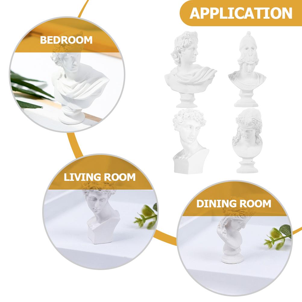 4 шт. Статуэтка Украшения Художник Эскиз Реквизит Мини Греческая Голова Фигурка Персонаж Украшения Смола Бюст Статуэтки Офис
