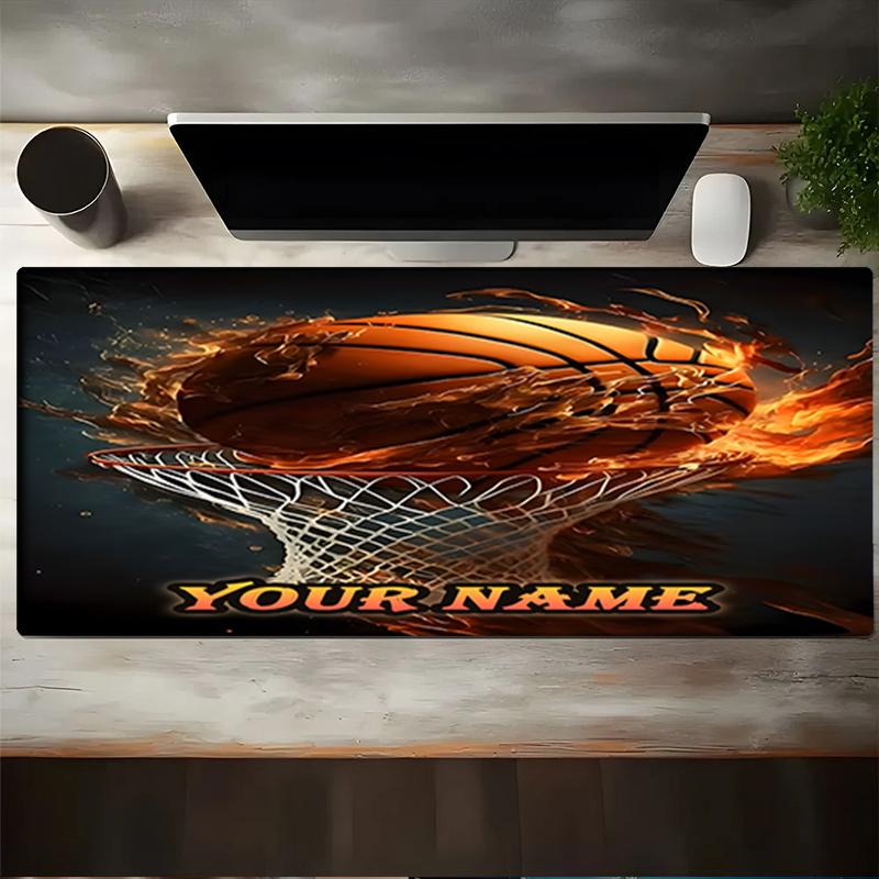 1PC Custom Name Basketball Fire Hoop Artwork Mouse pad, keyboard and mouse desk pad, for computer notebook Birthday Gift For Any Room Or Office
