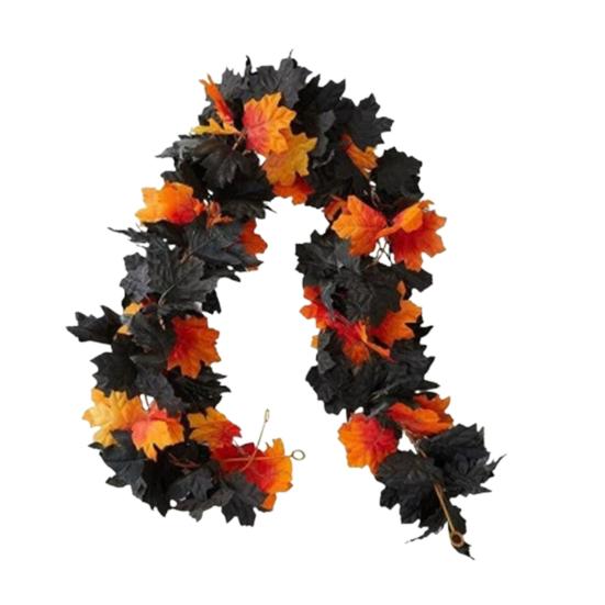 170CM Fall Maple Leaf Garland Indoor Outdoor Hanging Artificial Leaves Plants Vine Rattan Halloween Autumn Mantle Fireplace Porch Decoration