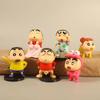 6pcs Set Crayon Shin-chan Anime Figure Make Funny Moves Q Version Mini Decor Figurines Collectibles Children Toys Gifts