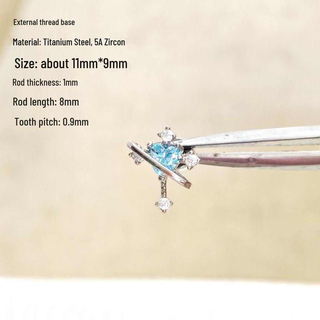 316L Titanium Steel Cartilage Earring with Blue Zircon