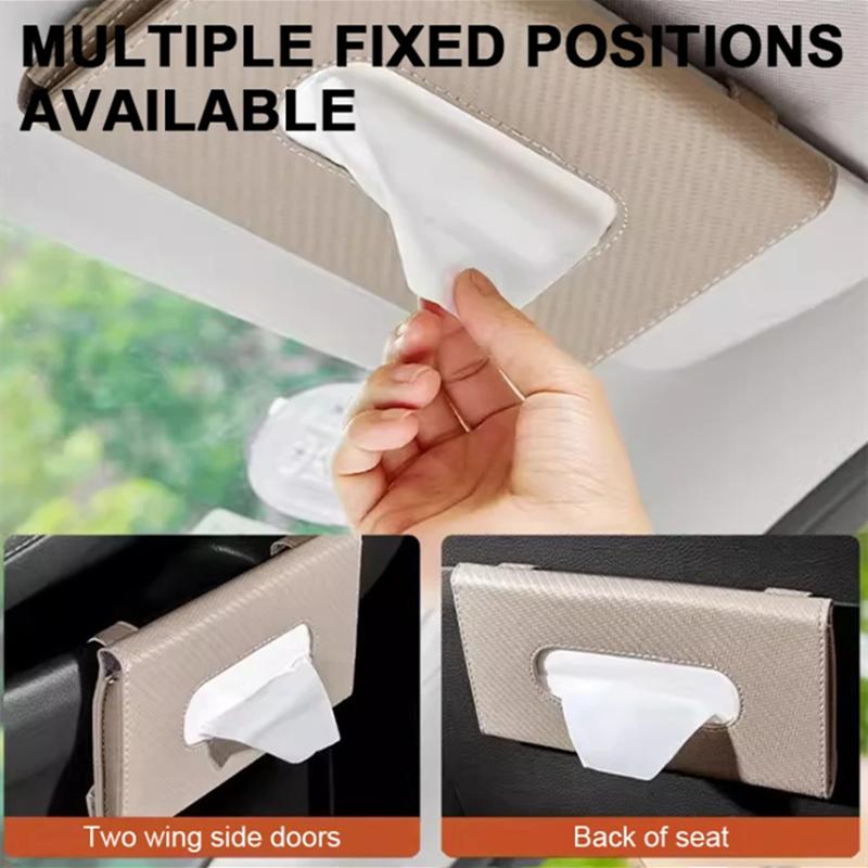 Car Sun Visor Plate Tissue Box Universal Interior Paper Towel Storage Bag Carbon Fiber Sun Visor Tissue Boxes
