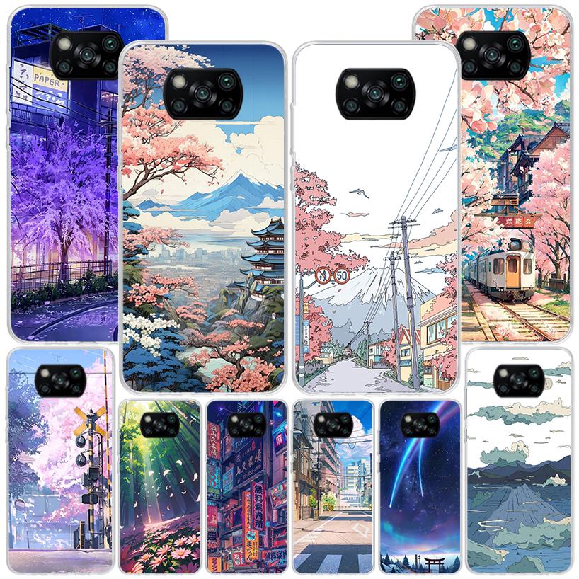 Эстетичный Аниме Пейзаж Чехол для Телефона для Xiaomi Poco X5 X6 X7 Pro X4 Gt F7 Ultra M8 M7 Redmi 15C 15 13C 13 12C 12 Уникальная Крышка Coq