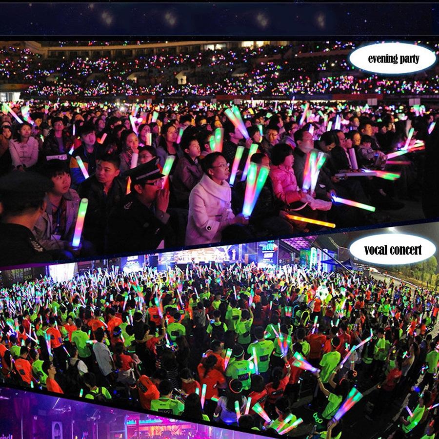 30Pcs Multicolor LED Foam Glow Stick Fluorescent Light For Concert Wedding Party