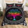 Tree Of Life Duvet Cover Set Blue Tree With Black Background 3D Print Comforter Cover For Kids Boys Girls Polyester Bedding Set