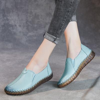 Первый слой коровьей кожи новая женская обувь на плоской подошве удобная с круглым носком ручной работы кожаные туфли-одинарки повседневные оксфорды на мягкой подошве обувь для мамы