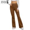 HNXC 14 цветов Женские брюки с эластичной талией и высокой посадкой Дамские однотонные спортивные расклешенные брюки Уличная одежда