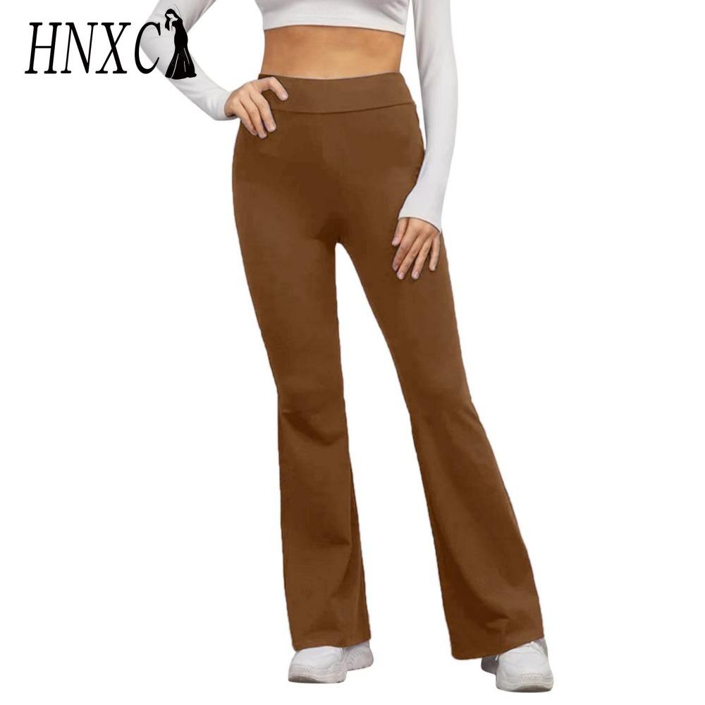 HNXC 14 цветов Женские брюки с эластичной талией и высокой посадкой Дамские однотонные спортивные расклешенные брюки Уличная одежда