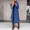 Women's Winter Woolen Coat Elegant Lapel Trench Coat Solid Color Long Jacket Work Tie Long Coat