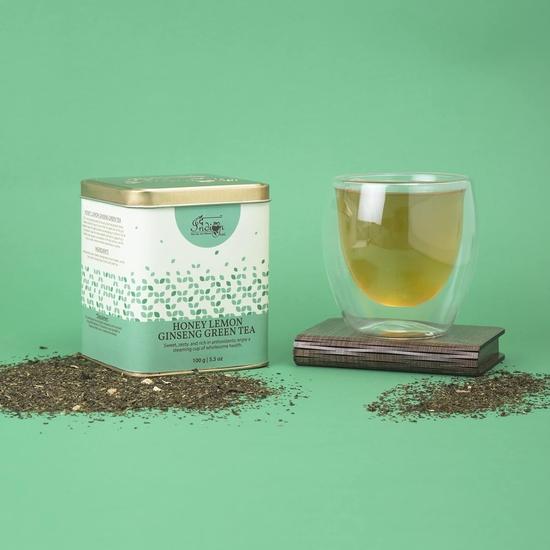 The Indian Chai - Зеленый чай с медом, лимоном и женьшенем 100 г | Натуральная, тонизирующая и освежающая смесь для поддержки иммунитета, концентрации и хорошего самочувствия