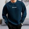 Men Fall Winter Sweatshirt Round Neck Long Sleeve Letter Print Long Sleeve Thick Loose Soft Warm Mid Length Men Casual Top
