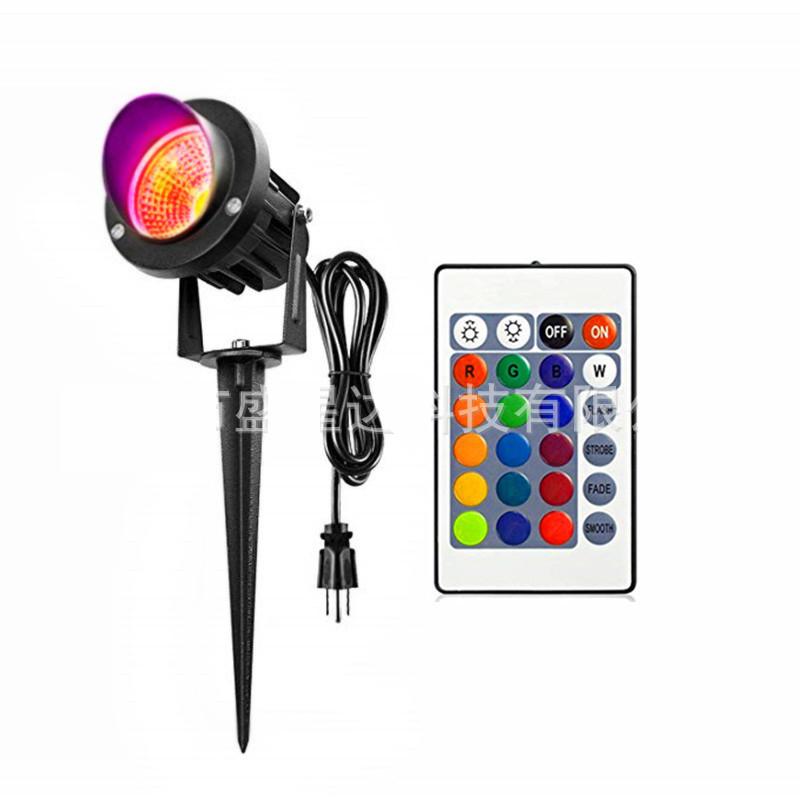 Светодиодная лампа COB Spike для газона, водонепроницаемая RGB, 7 цветов, смена пульта дистанционного управления, светильник для садовой дорожки, прожекторы