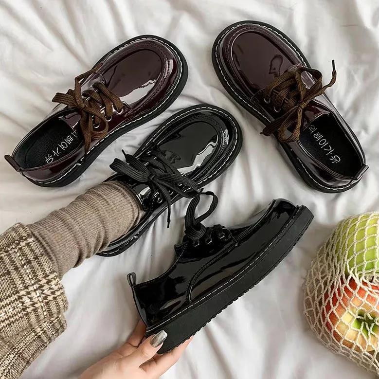 Туфли-оксфорды JK униформы студенческие на плоской подошве с круглым носком маленькие кожаные туфли женские новые в британском колледжском стиле японские туфли с большим носком одинарные