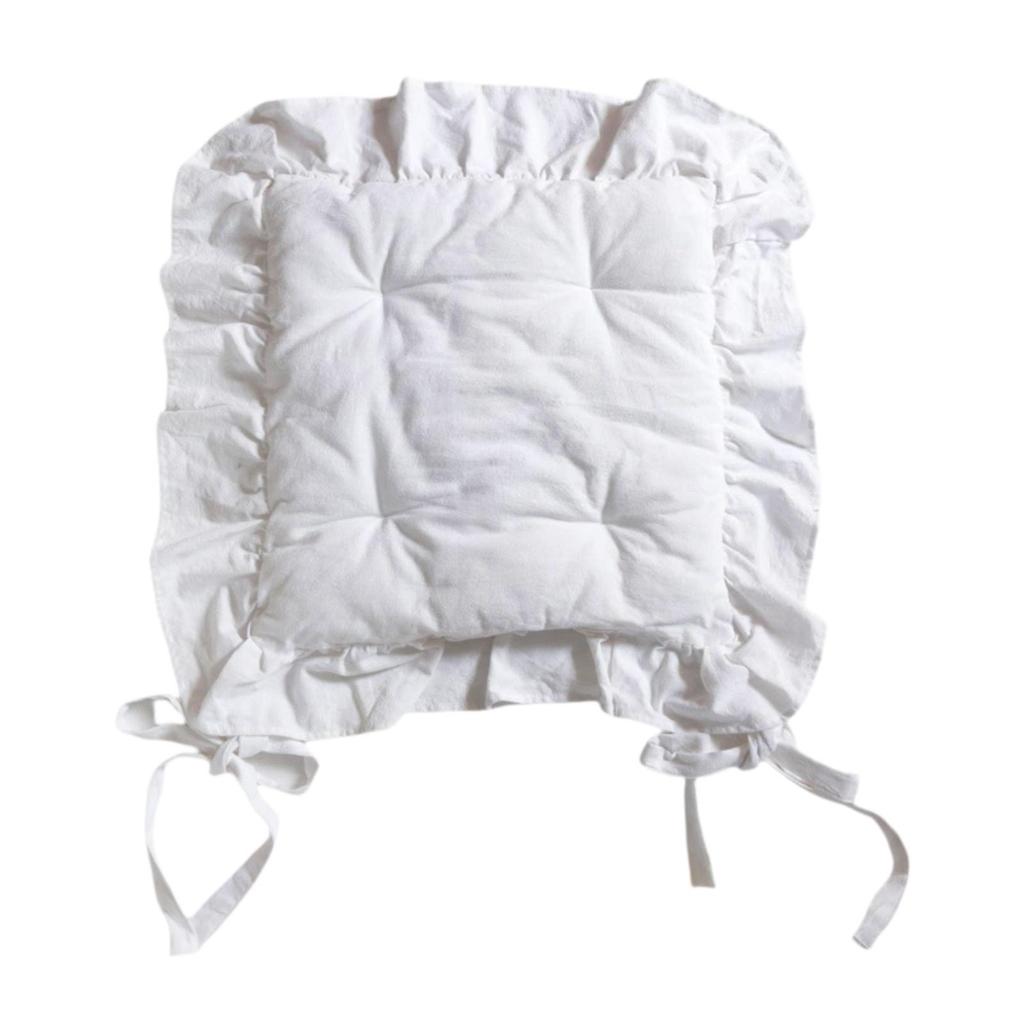 Ruffle Chair Cushion Square Multipurpose Seat Mat Comfortable Ruffles Seat Pad for Country Kitchen Farmhouse Wedding Decor